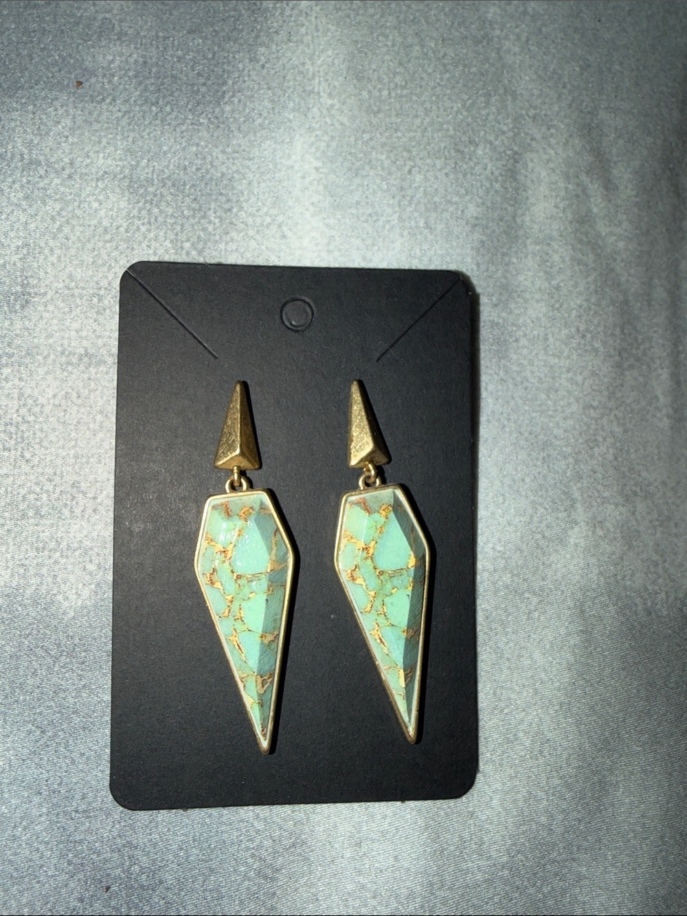 Stella & Dot Gold and Turquoise Marble Dangle Earrings